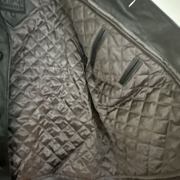 LA LEATHER California Leather Black Lined Coat Men's XL Button Vintage Jacket - Picture 6 of 16